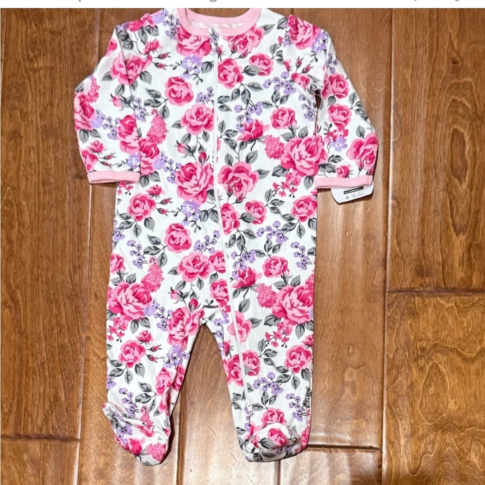 NWOT Size 6-9 months Wonder Nation Pink and White Floral Baby Outfit